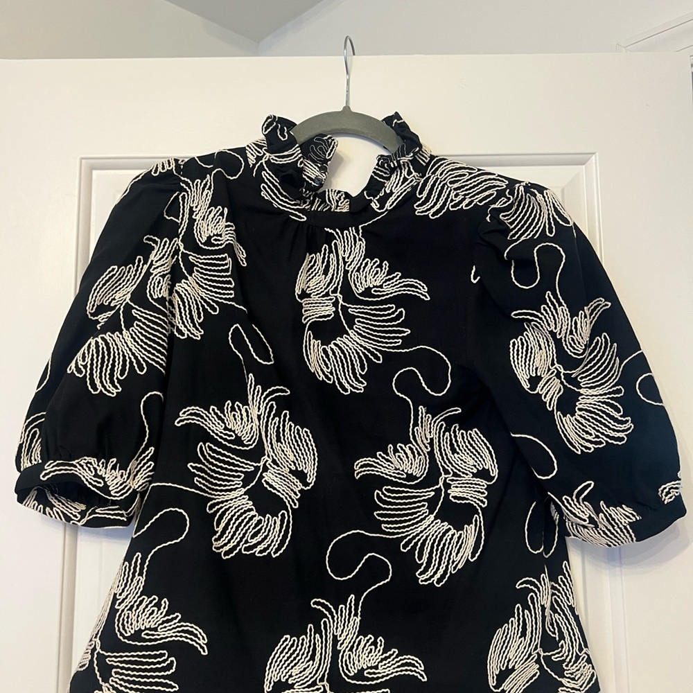 Black and White Floral Blouse